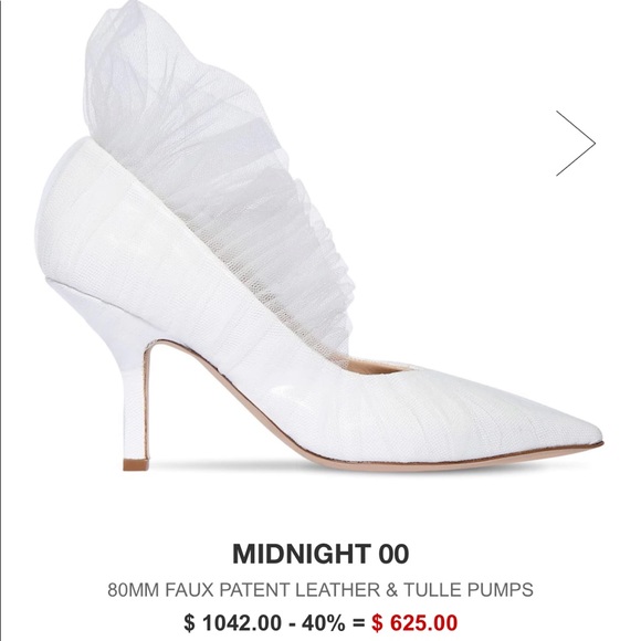 MIDNIGHT 00 PATENT LEATHER & TULLE PUMPS - Picture 3 of 9